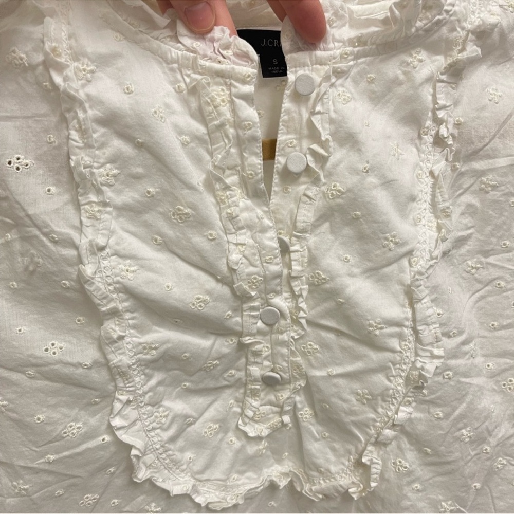 J Crew White Eyelet Blouse. Sz Small - Picture 4 of 10